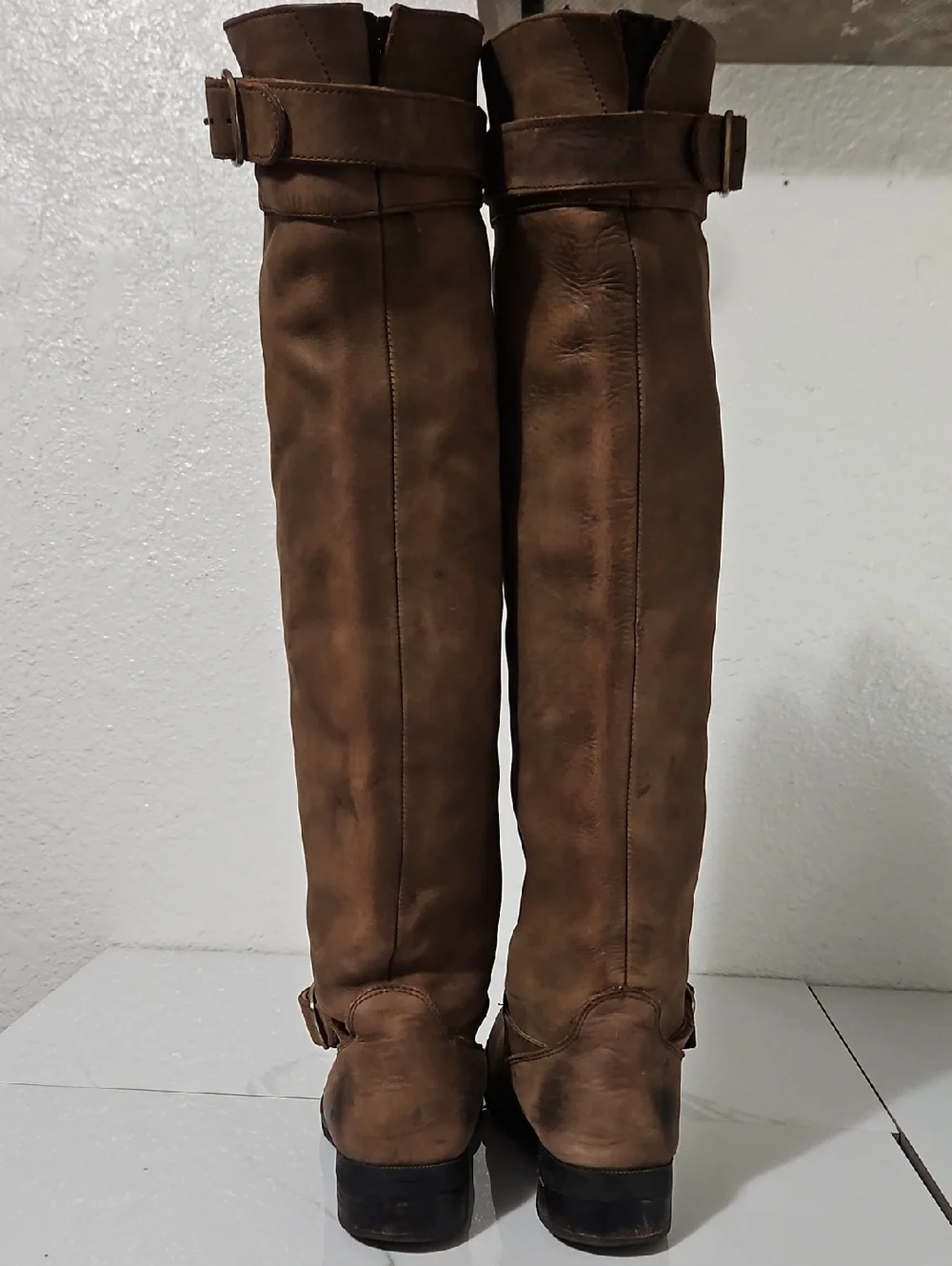 Jeffrey Campbell leather flat engineer Over The Knee boots